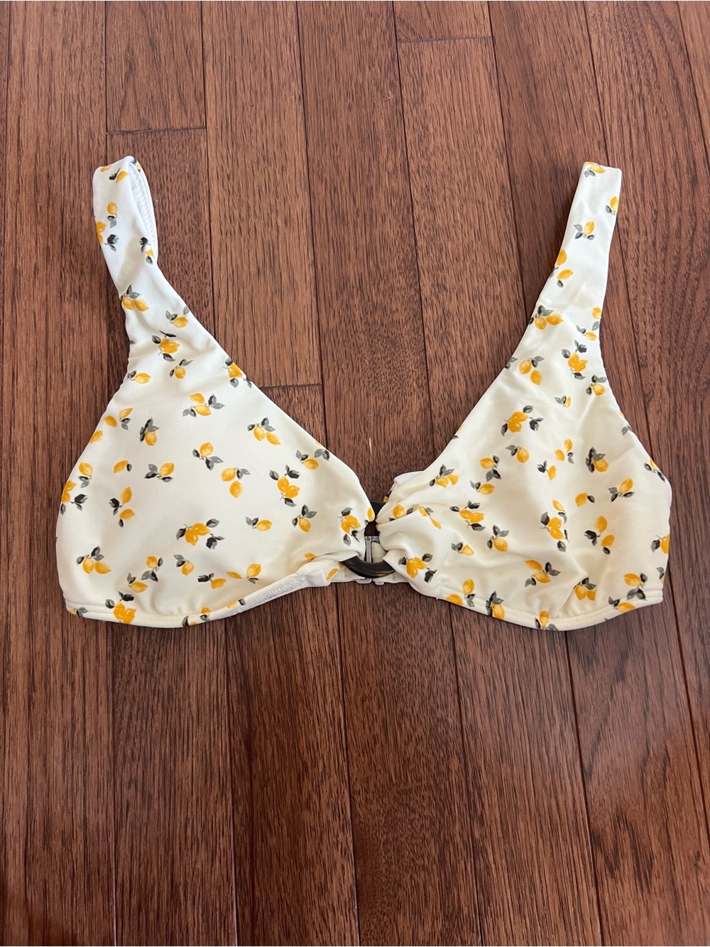 Abercrombie Yellow Lemon Print Bikini Top